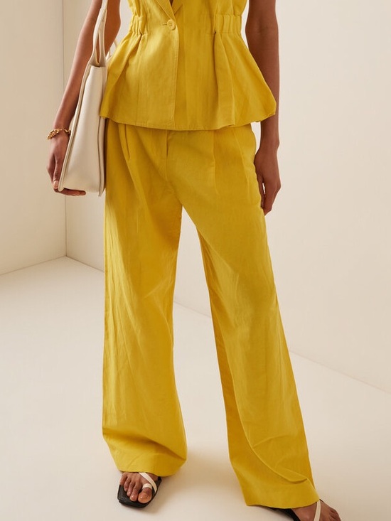 Ulla Johnson Pants - Ulla Johnson Pascale Sunsprite Cotton Linen Wide Leg Pants Sz 4 Runway 2023